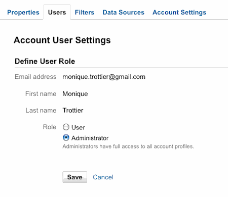 Editing a user from Google Analytic