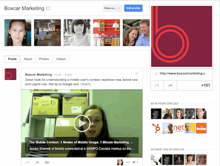 Boxcar Marketing's Google Plus Profile