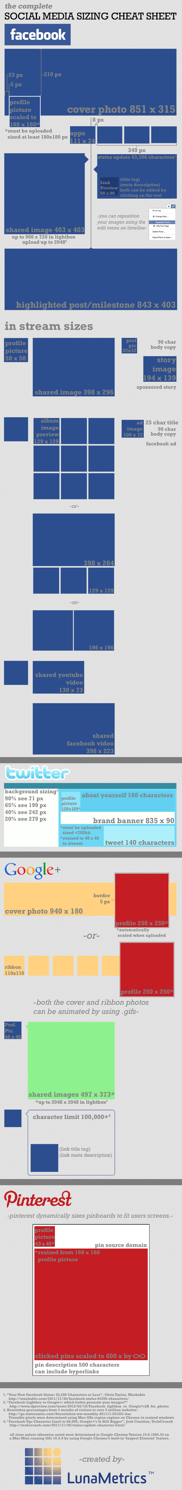 social media sizing infographic