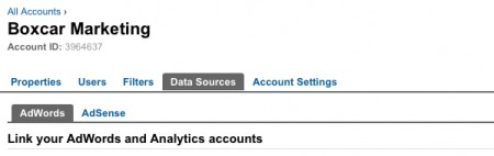 Google Analytics Data Sources tab