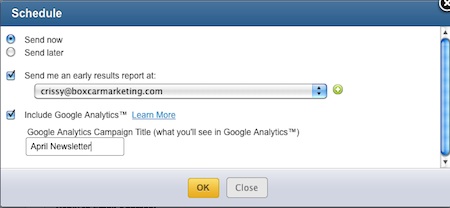 Include Google Analytics with Constant Contact