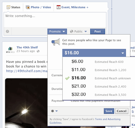 setting your budget on Facebook promoted posts