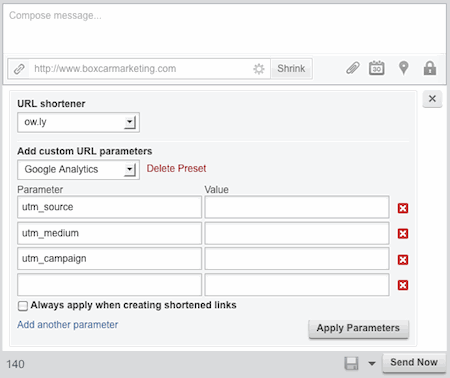 Creating a custom URL parameter in Hootsuite