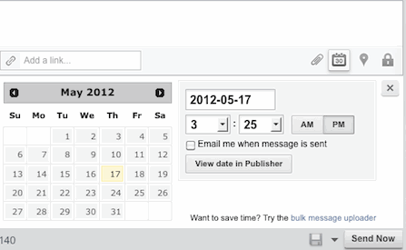 Use the calendar icon to schedule posts in Hootsuite