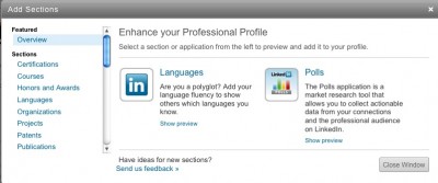 Add sections to your LinkedIn profile