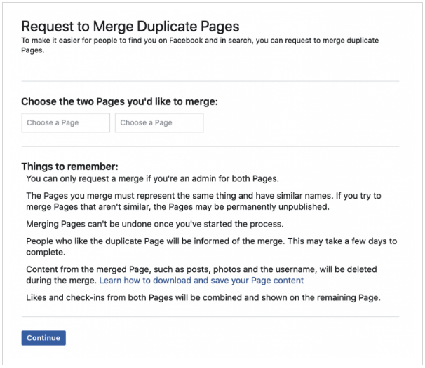 How to merge similar Facebook Pages
