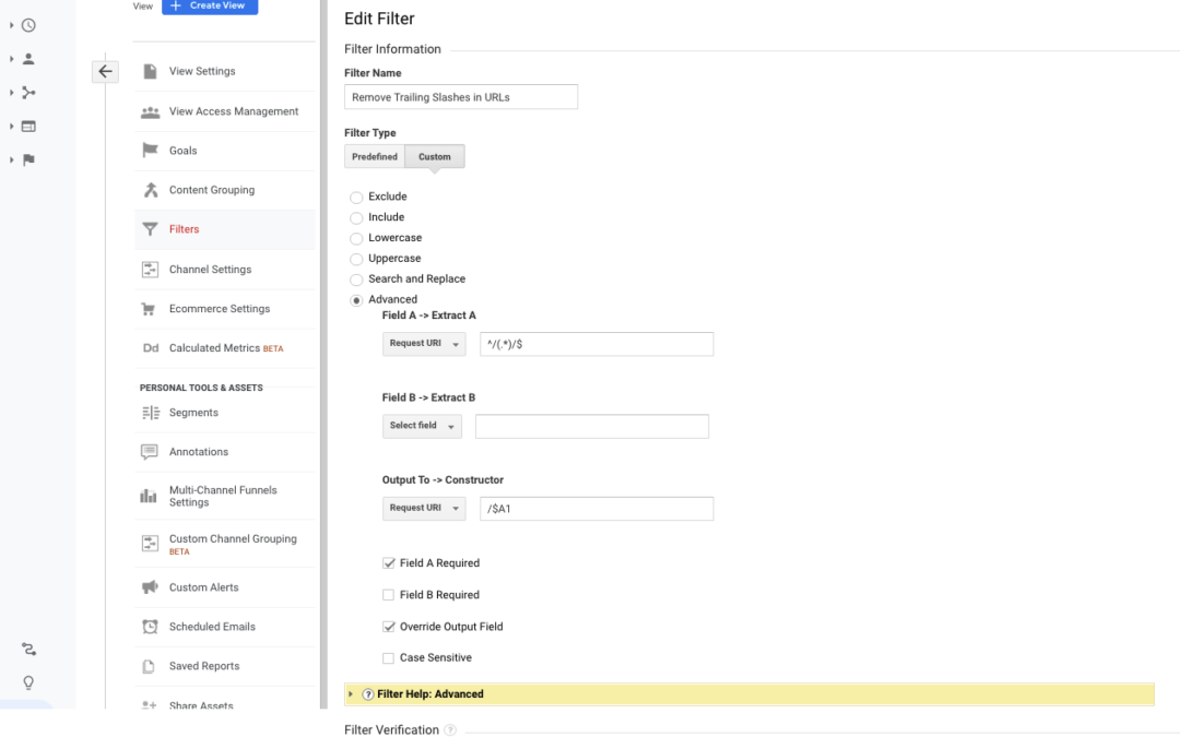 Remove Trailing Slash in Google Analytics